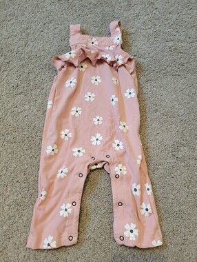 Stephan Baby Girls Bamboo One Piece Jumpsuit Overalls Pink Floral 3-6M